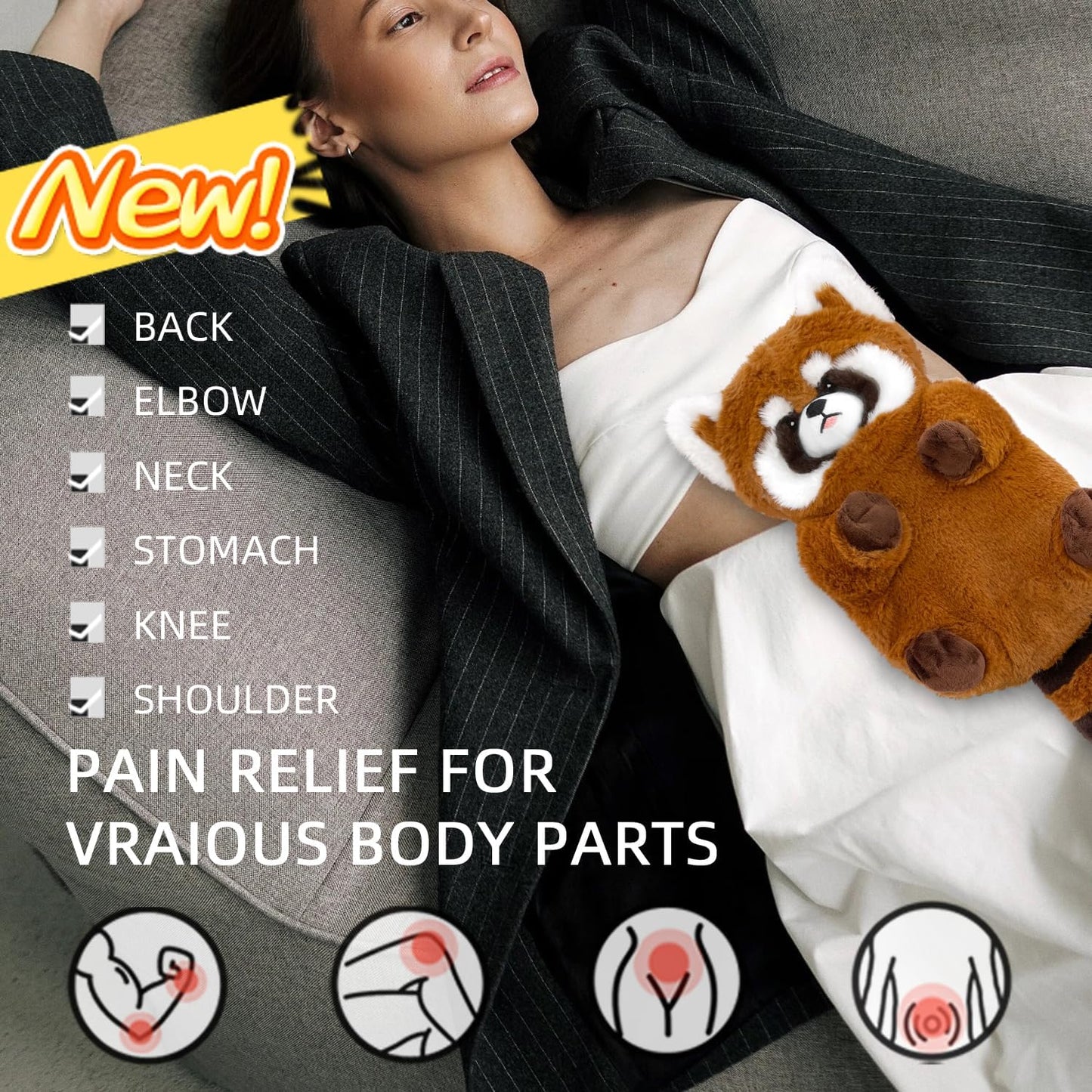 Coussin chauffant loutre ou panda roux - soulagement des crampes, muscles et articulations - sans parfum, dès 3 ans