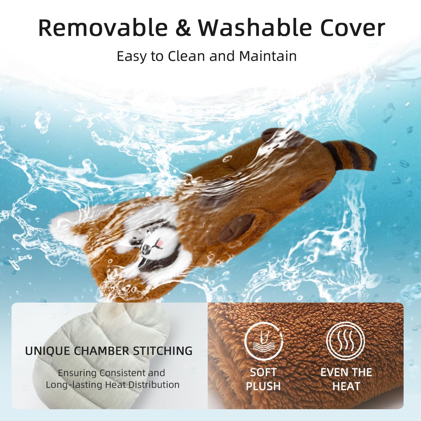 Coussin chauffant loutre ou panda roux - soulagement des crampes, muscles et articulations - sans parfum, dès 3 ans