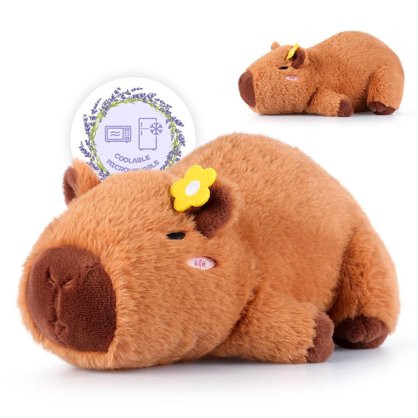 Peluche Capybara Chauffante et Réfrigérante – Soulagement Stress & Détente, Parfum Lavande, Cadeau pour Enfants et Adultes