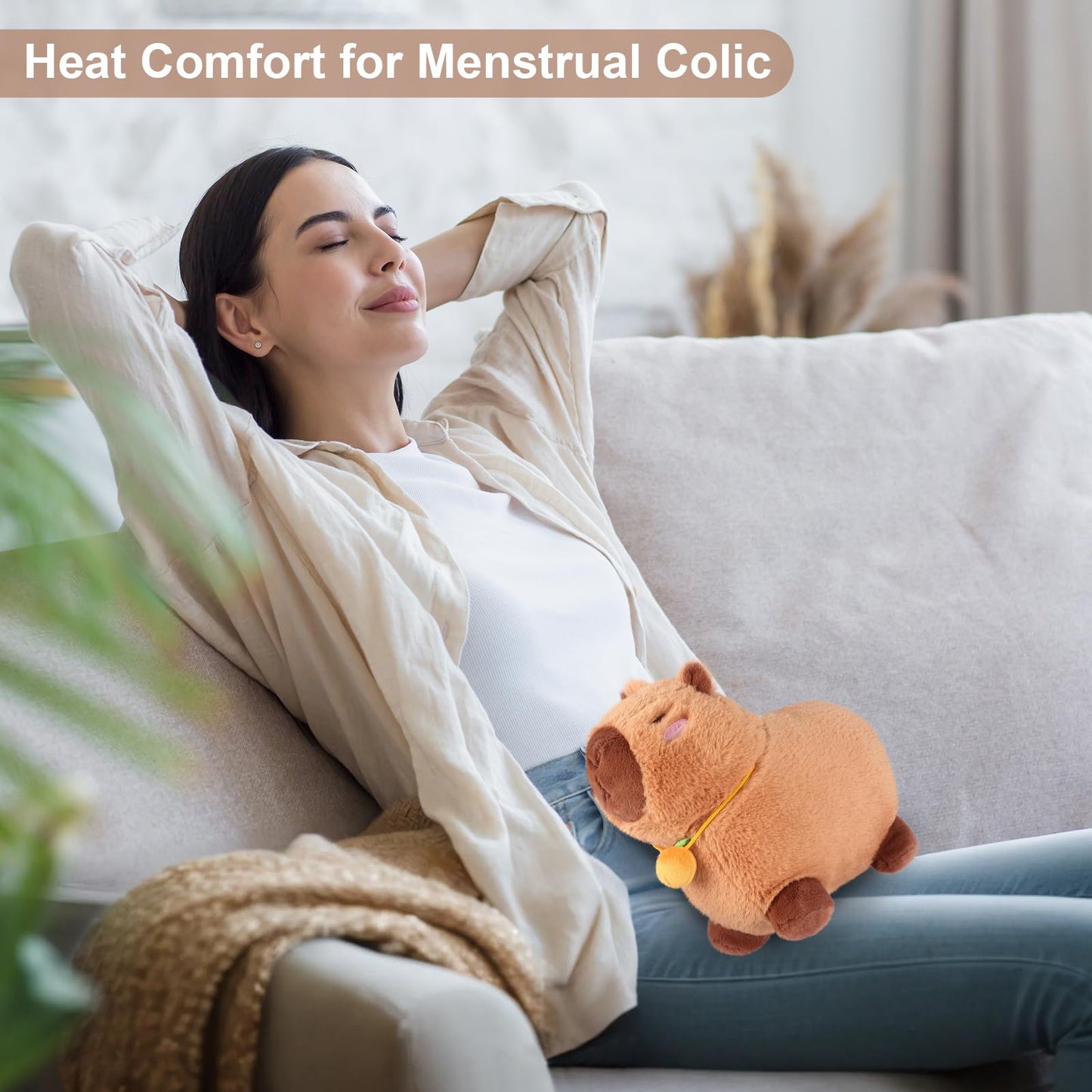 Peluche Capybara Chauffante et Réfrigérante – Soulagement Stress & Détente, Parfum Lavande, Cadeau pour Enfants et Adultes