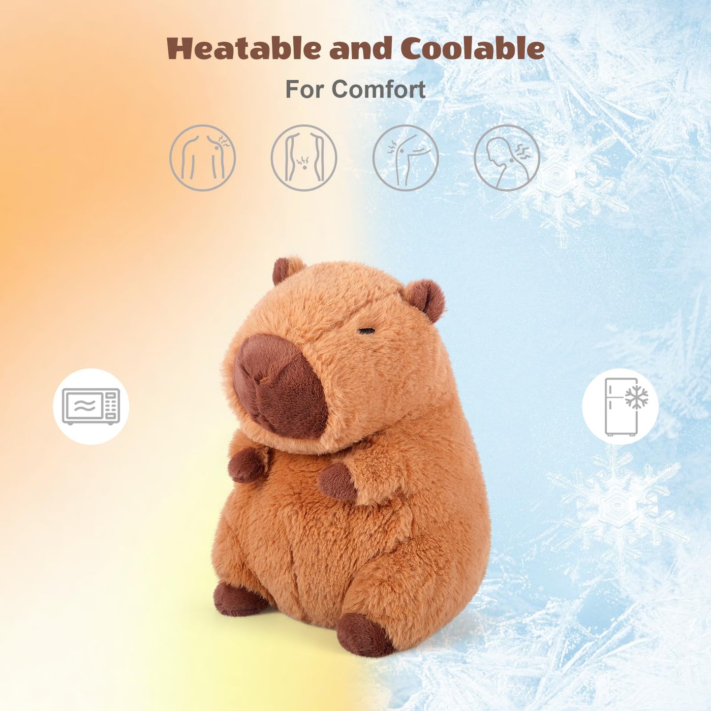 Peluche Capybara Chauffante et Réfrigérante – Soulagement Stress & Détente, Parfum Lavande, Cadeau pour Enfants et Adultes
