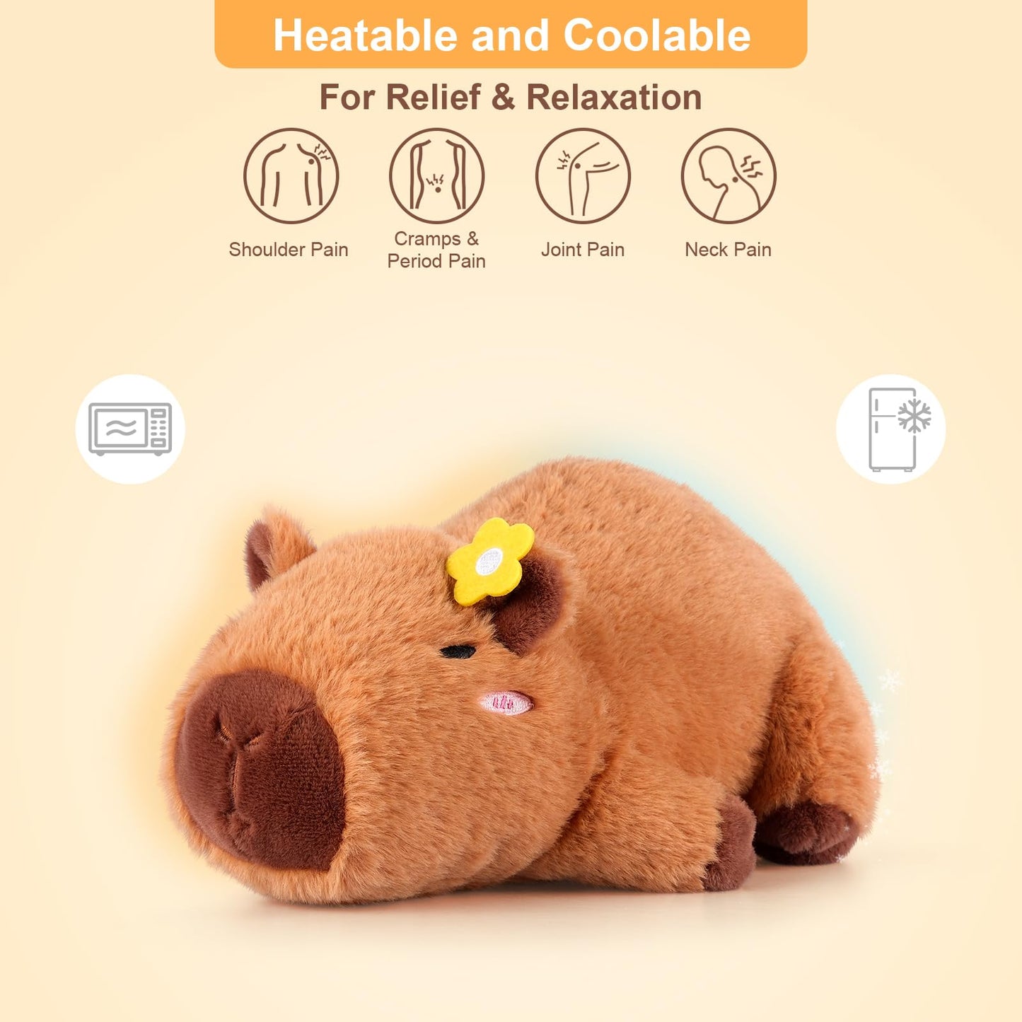 Peluche Capybara Chauffante et Réfrigérante – Soulagement Stress & Détente, Parfum Lavande, Cadeau pour Enfants et Adultes