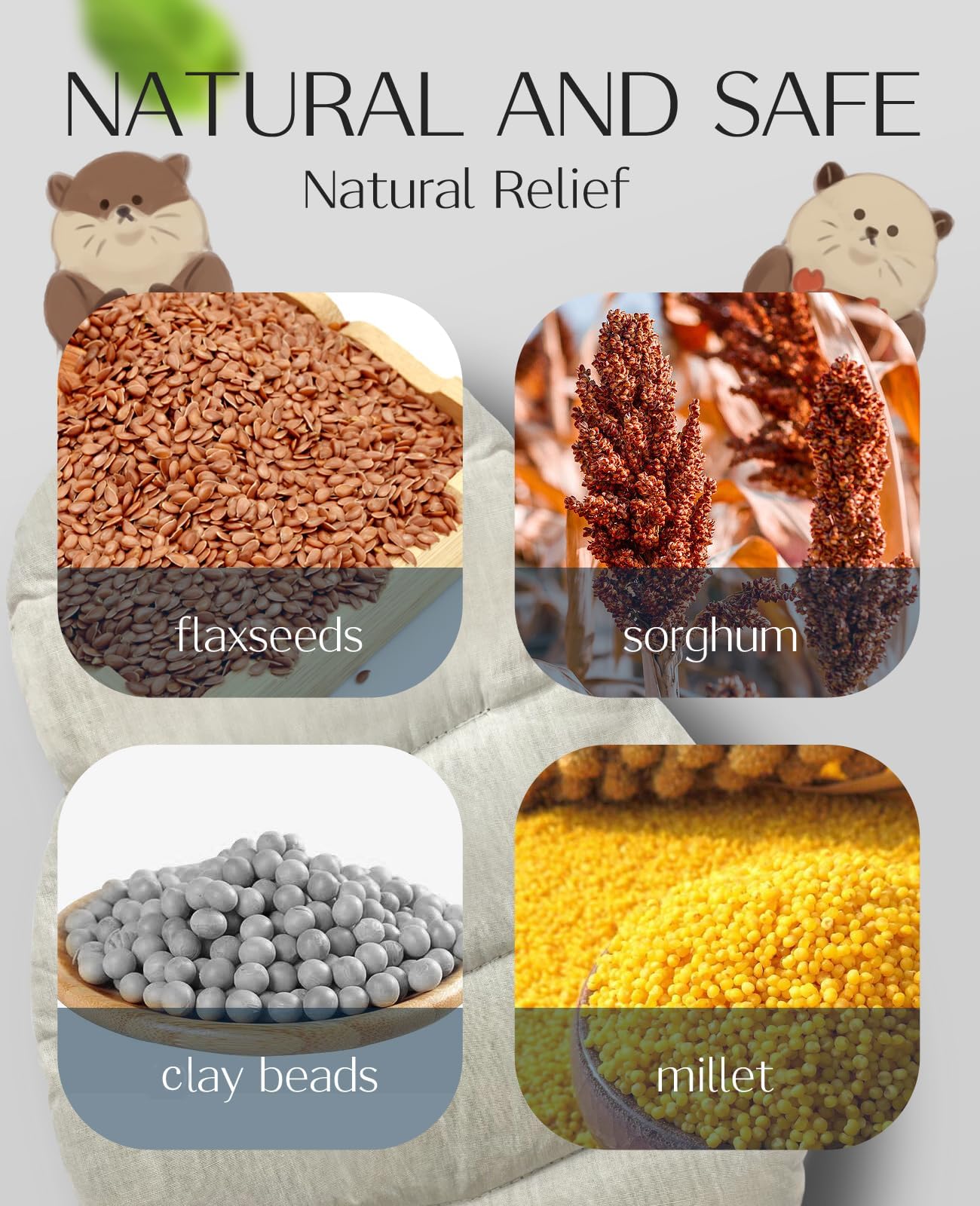 Coussin chauffant loutre ou panda roux - soulagement des crampes, muscles et articulations - sans parfum, dès 3 ans