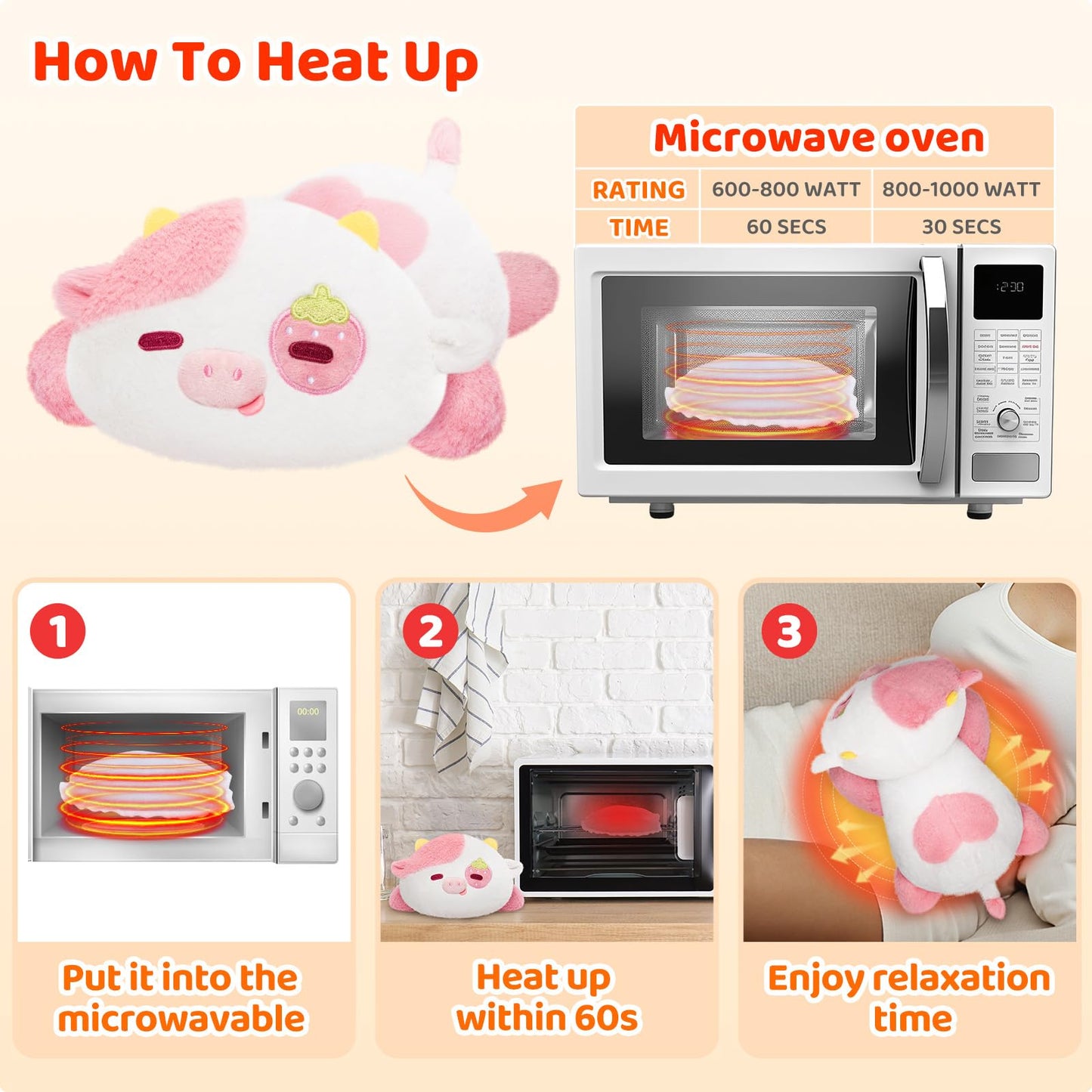 Coussin chauffant pour soulagement des crampes & chaleur apaisante