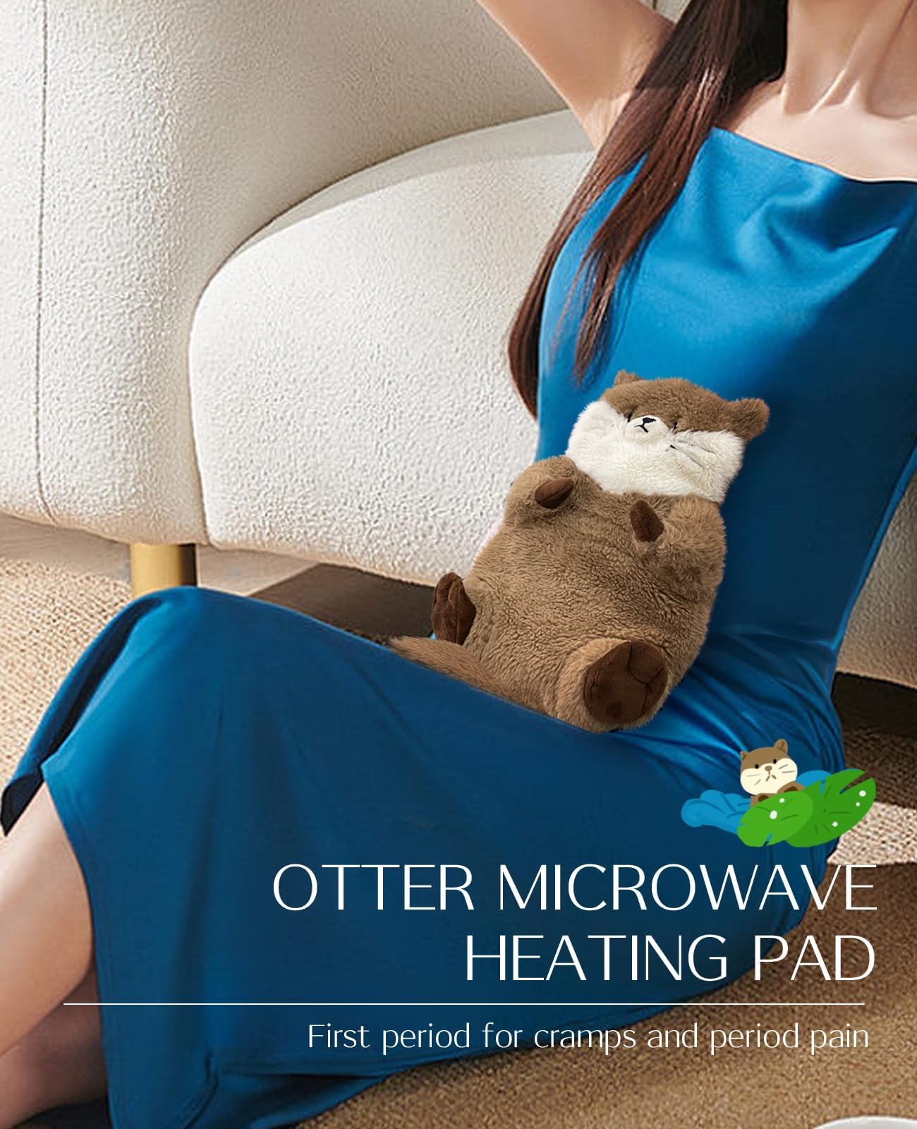 Coussin chauffant loutre ou panda roux - soulagement des crampes, muscles et articulations - sans parfum, dès 3 ans