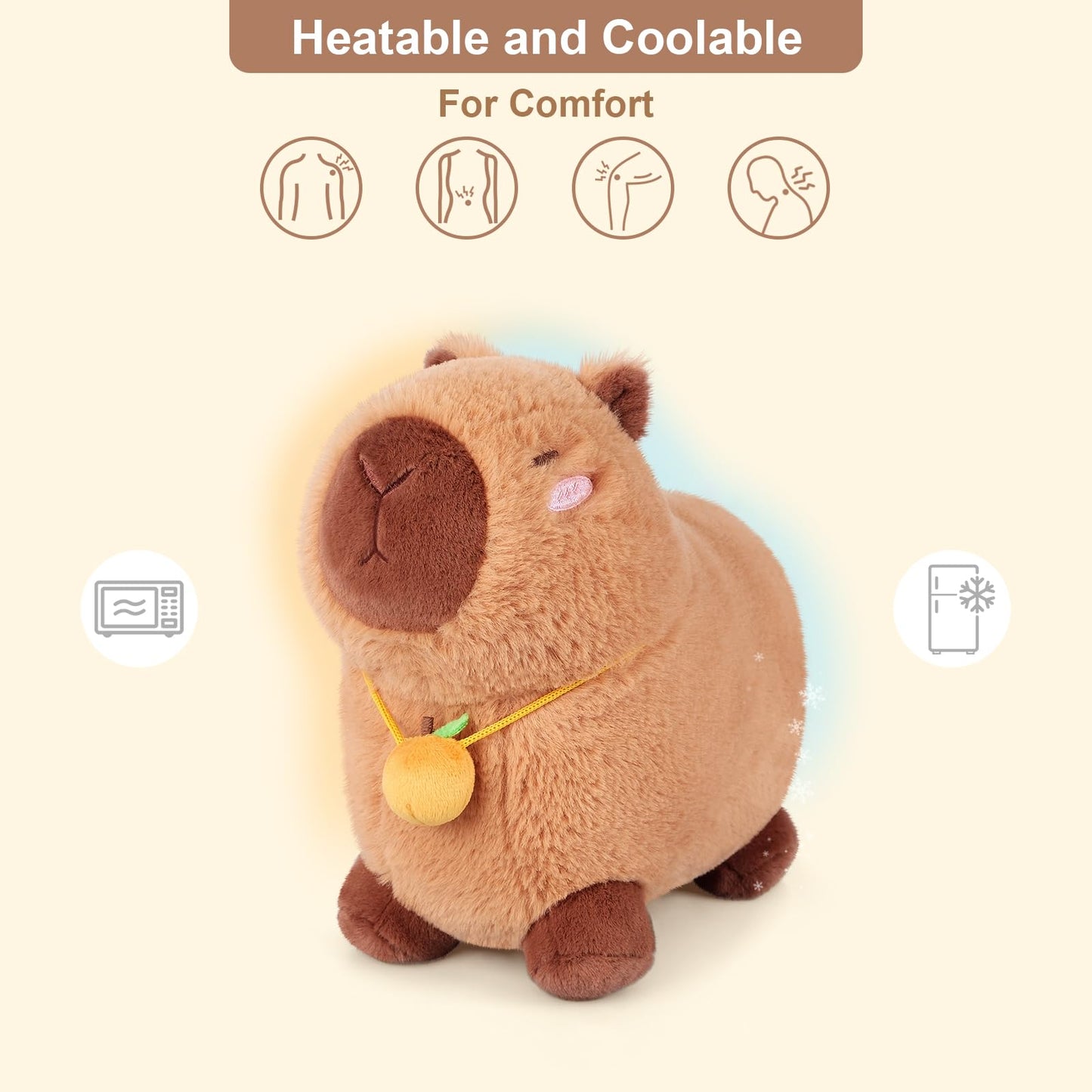 Peluche Capybara Chauffante et Réfrigérante – Soulagement Stress & Détente, Parfum Lavande, Cadeau pour Enfants et Adultes